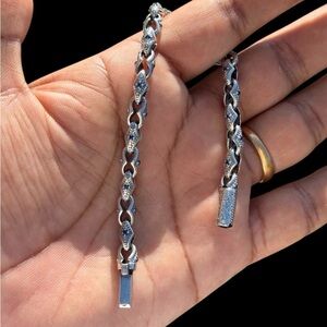 Made in Italy 925 Sterling Silver Bracelet | Blue Zirconia | 8” | 20g